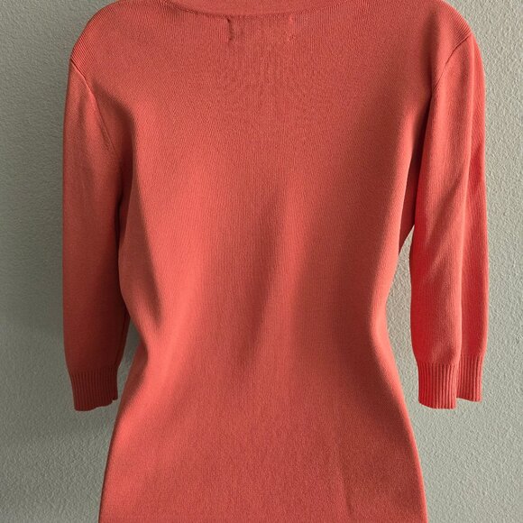 Joseph A. Petite Large Coral Knit Sweater 3/4 Sleeve Scoop Neck - Picture 2 of 3